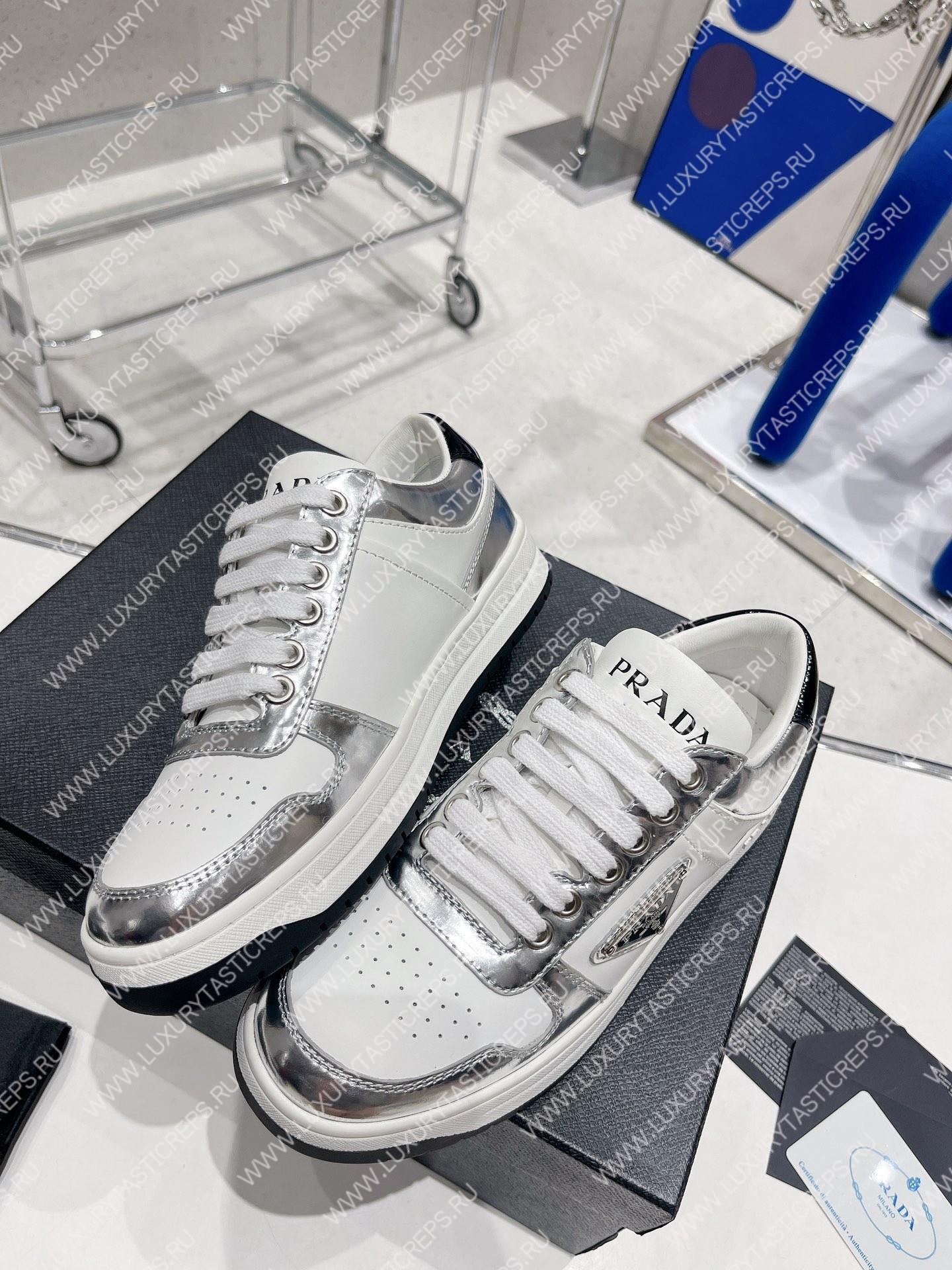 Pra*a downtown leather sneakers white/silver 2ee364