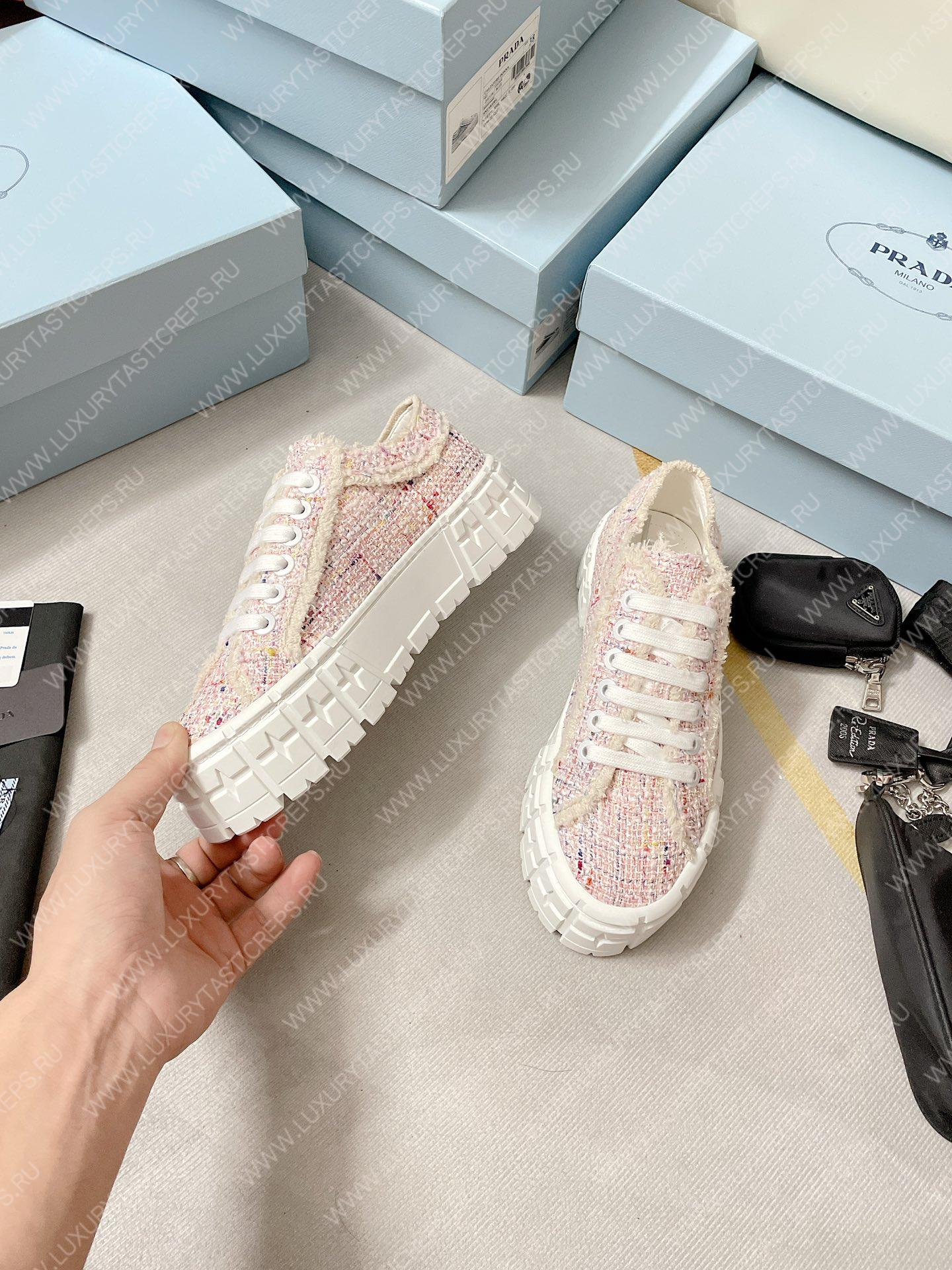 Pra*a double wheel nylon gabardine sneakers tweed pink 1e260m