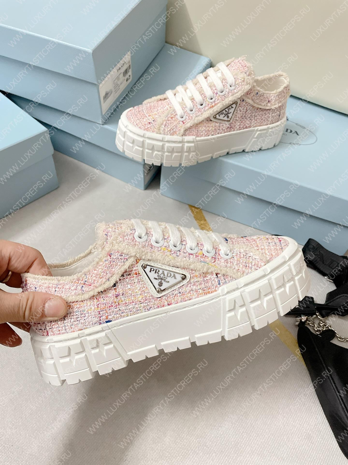 Pra*a double wheel nylon gabardine sneakers tweed pink 1e260m