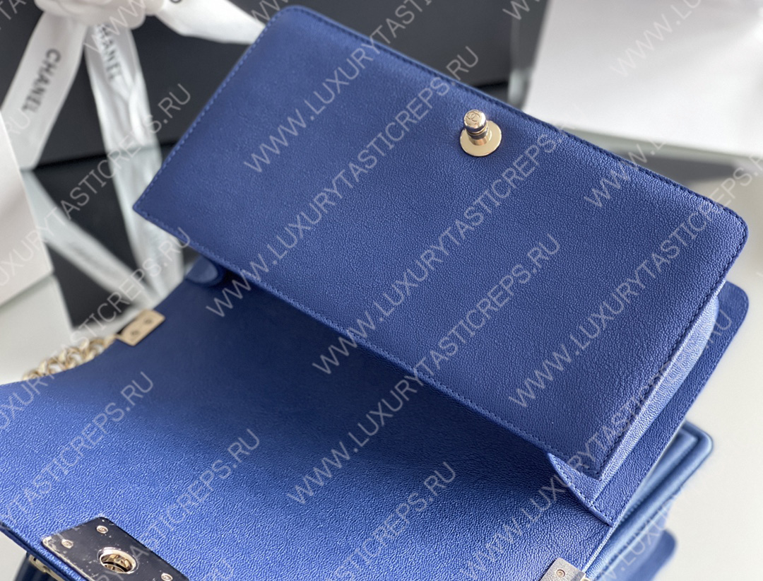 Ch*el boy handbag blue a67086