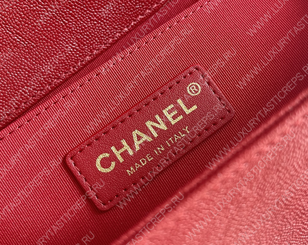 Ch*el boy handbag red a67086