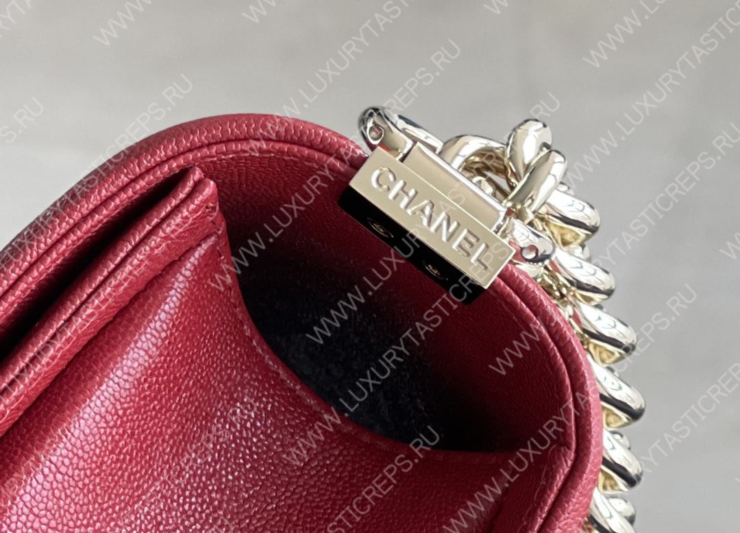 Ch*el boy handbag red a67086