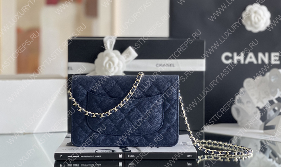 Ch*el mini flap bag navy blue a33814