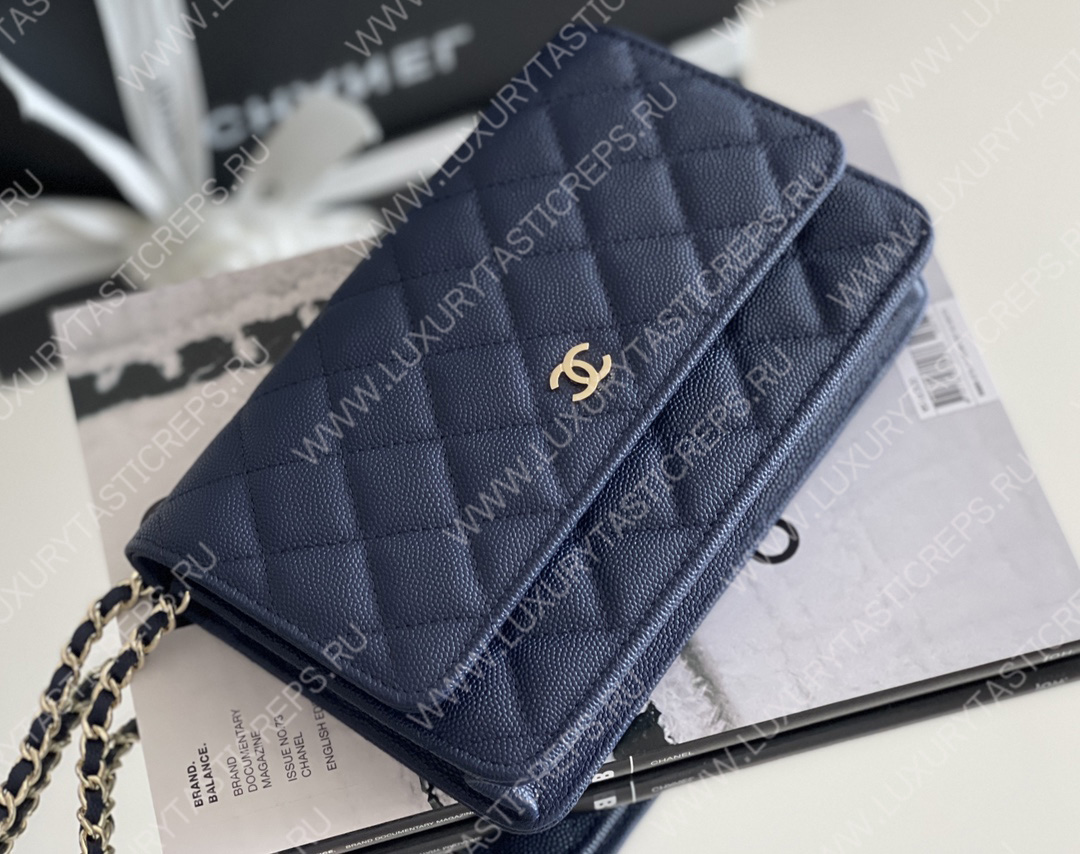 Ch*el mini flap bag navy blue a33814