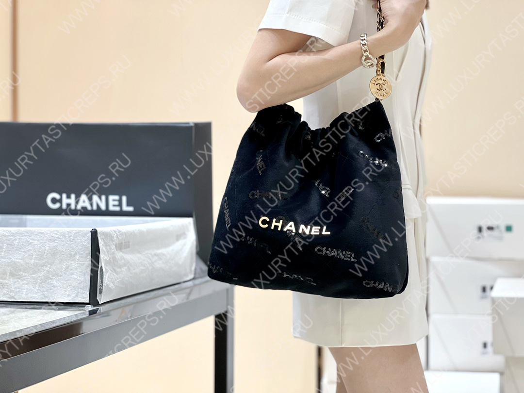 Ch*el 22 handbag black as3260