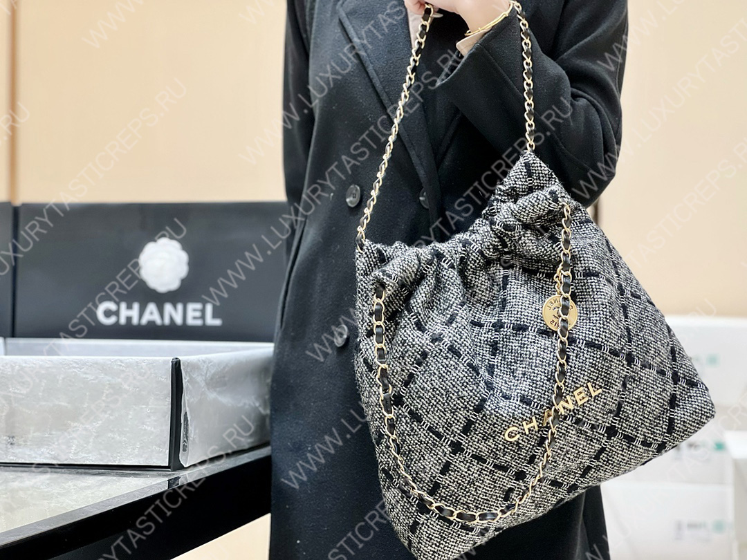 Ch*el 22 handbag grey as3261