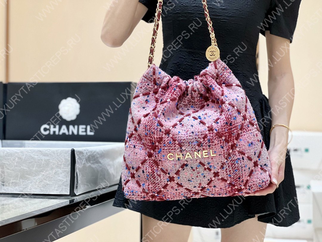 Ch*el 22 handbagbag, burgundy & multicolor as3261