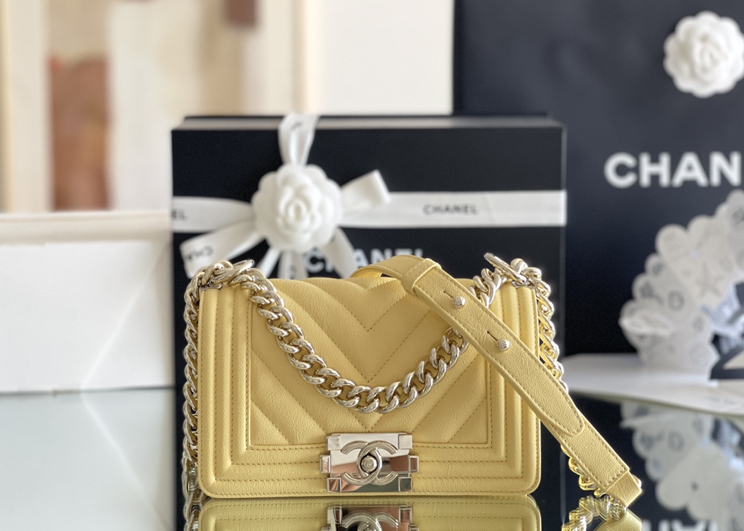 Ch*el small boy handbag yellow a67085