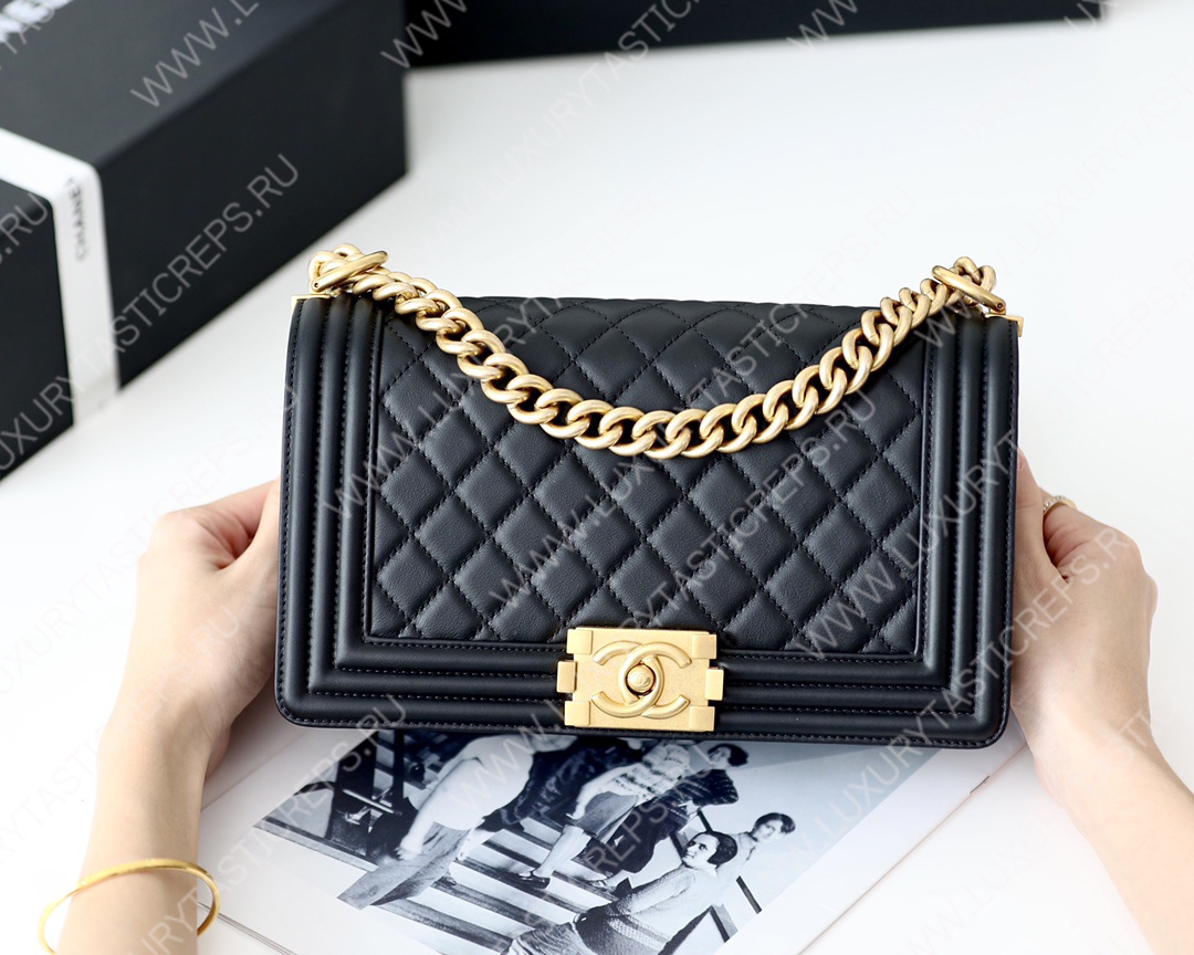 Ch*el boy handbag black a67086