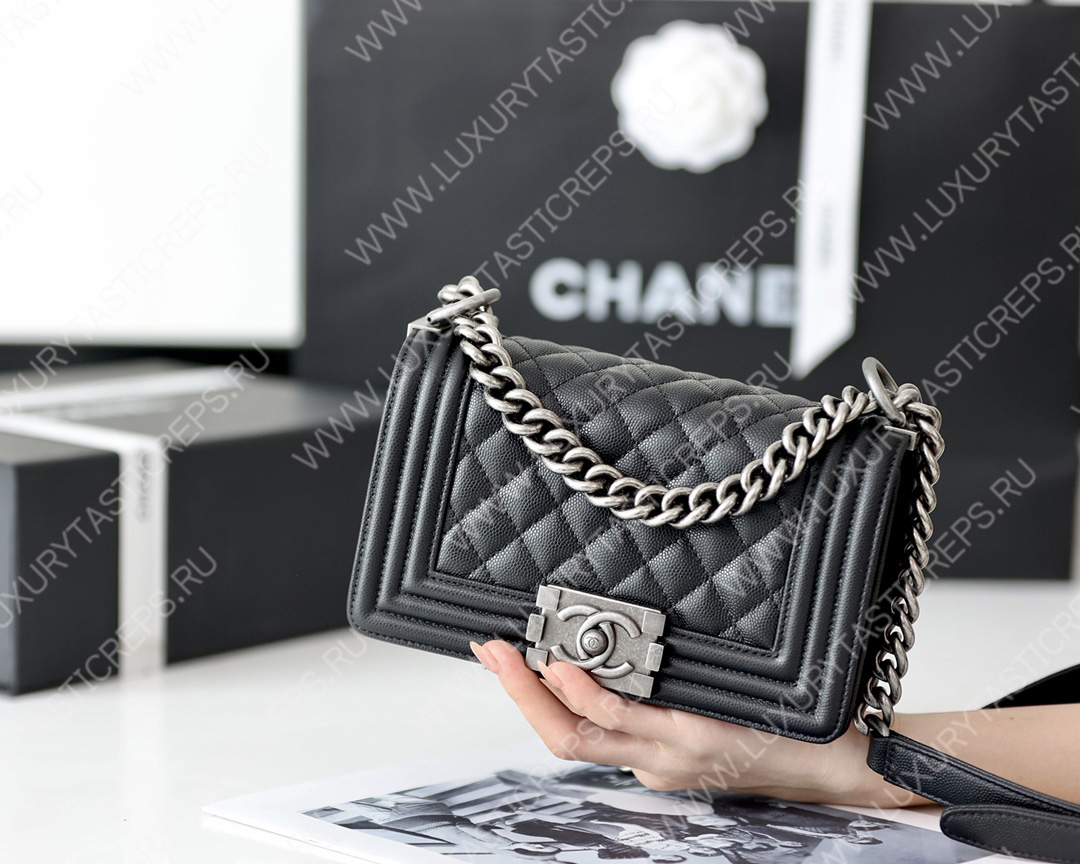 Ch*el boy handbag black a67086