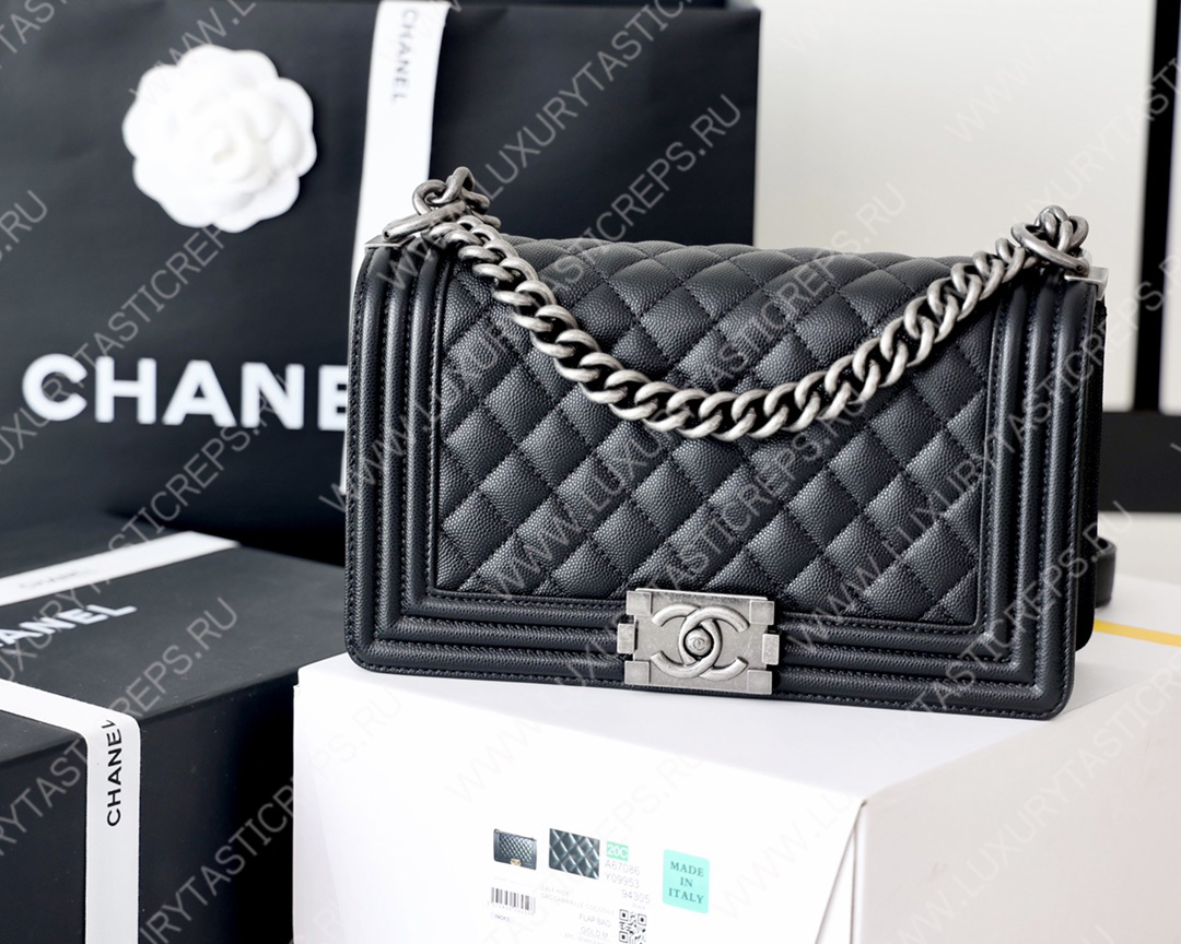 Ch*el boy handbag black a67086
