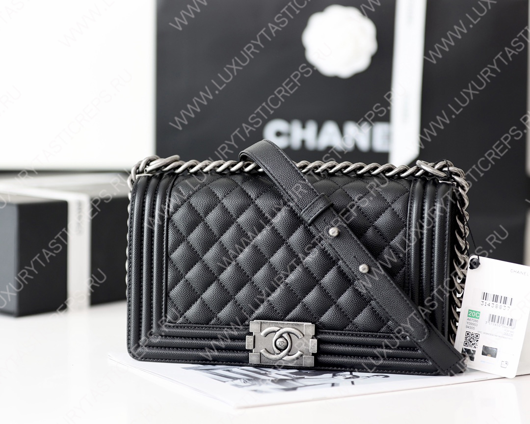 Ch*el boy handbag black a67086