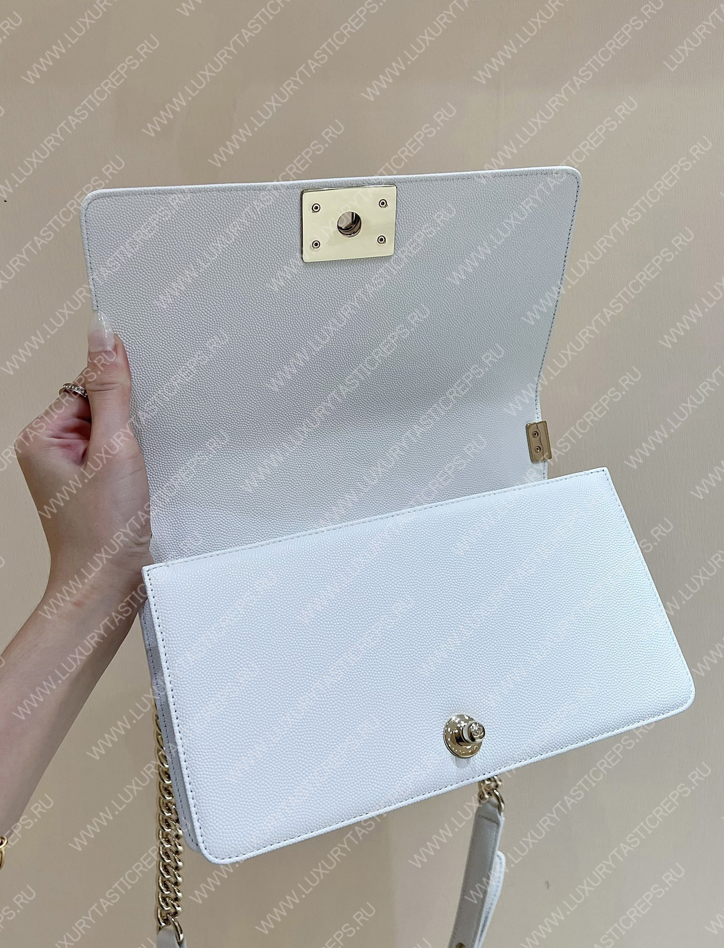 Ch*el boy handbag white a67086