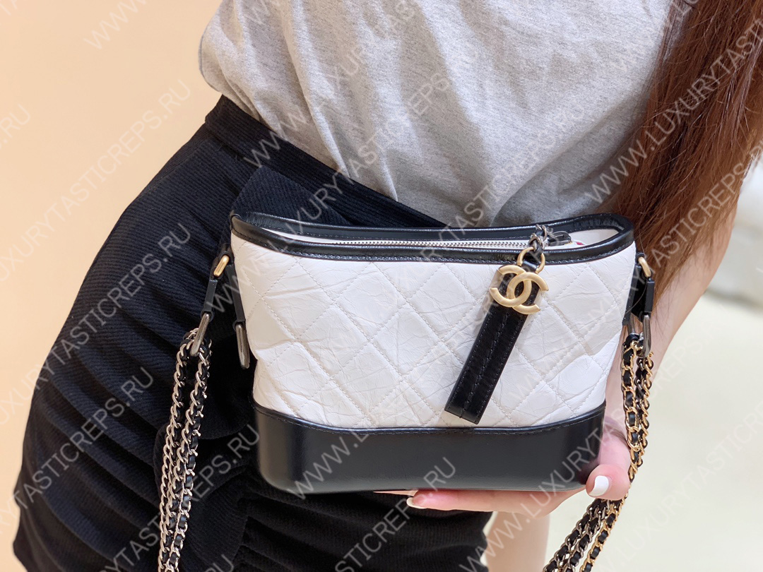 Ch*el gabrielle hobo bag white a91810