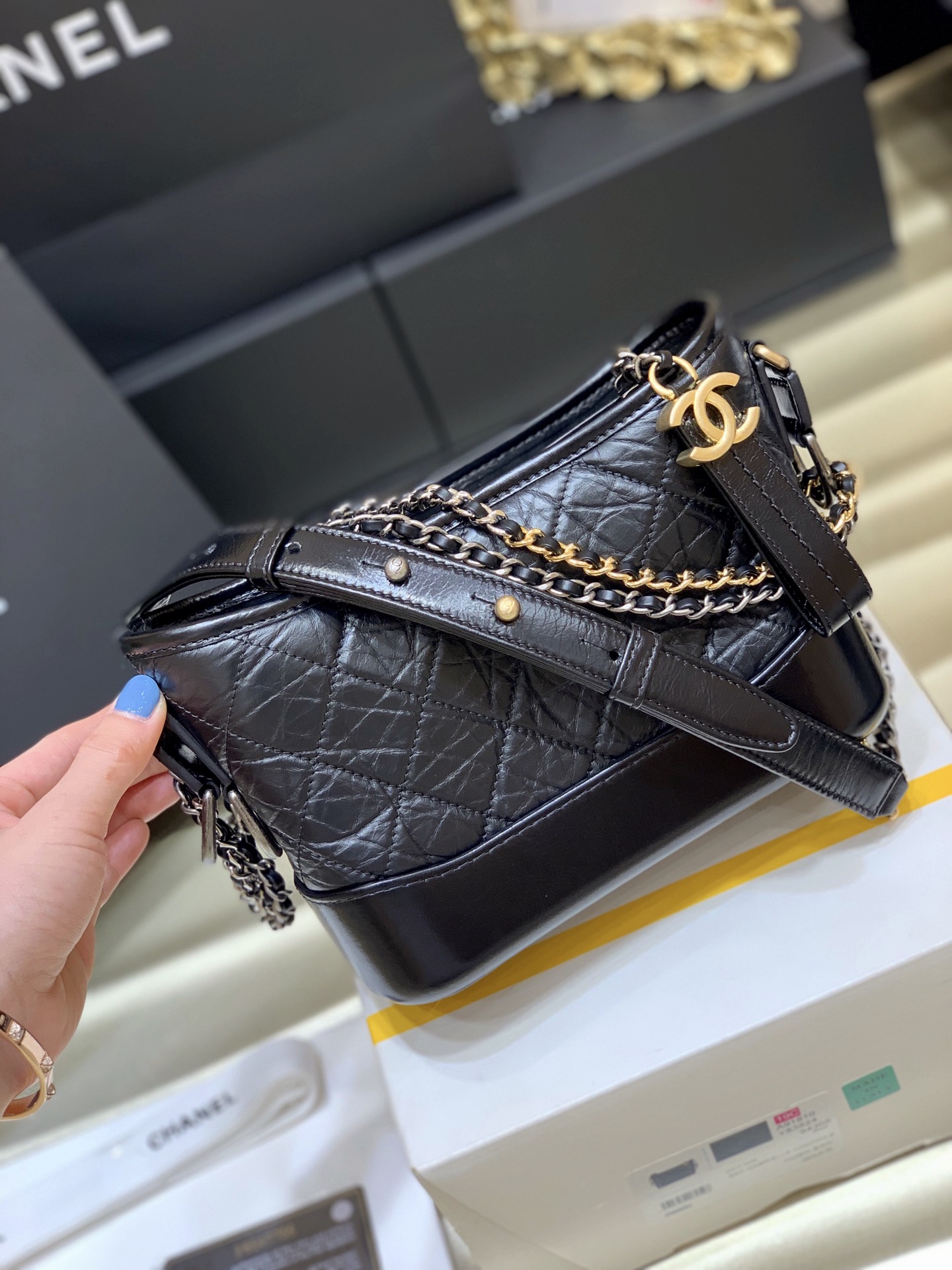 Ch*el gabrielle hobo bag black a91810