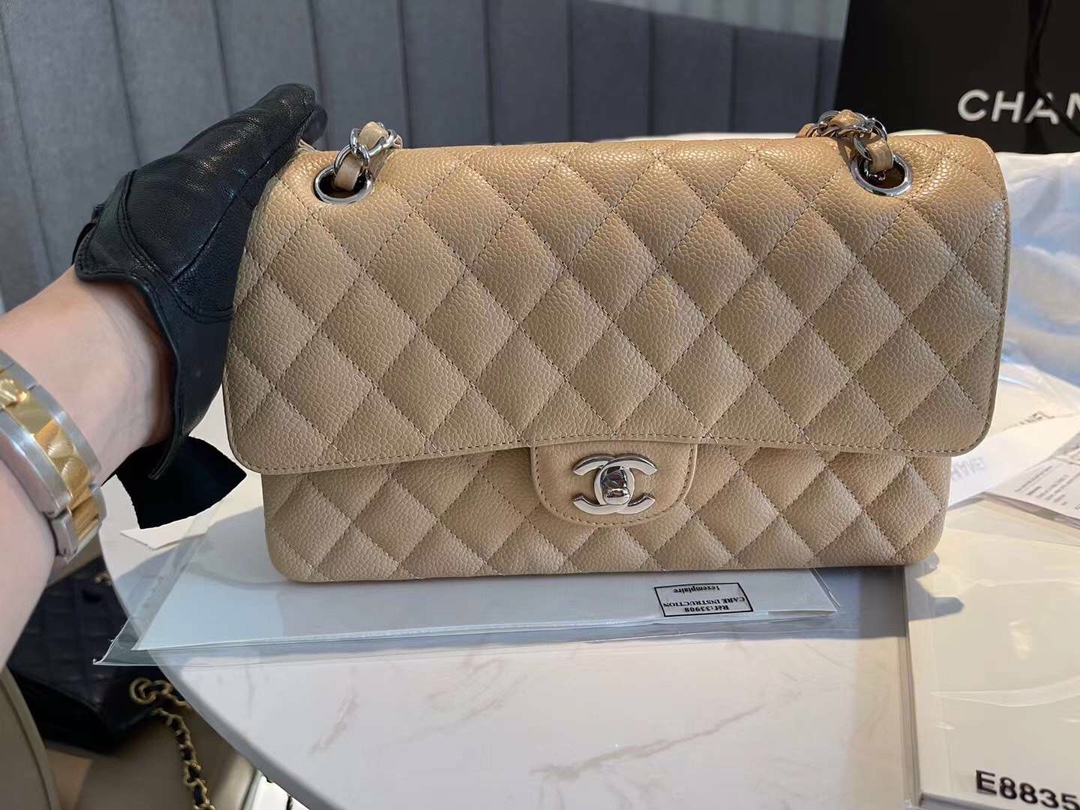 Ch*el classic flap bag beige a01112
