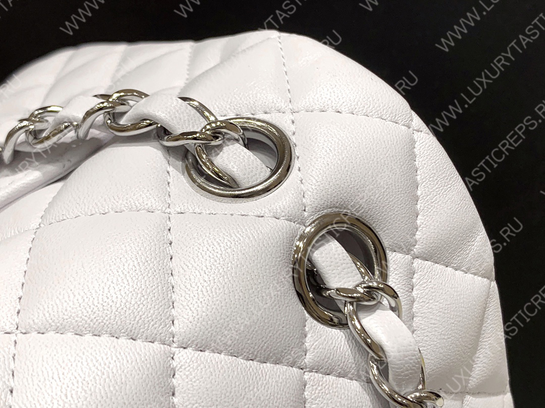 Ch*el small classic handbag bag white a01113
