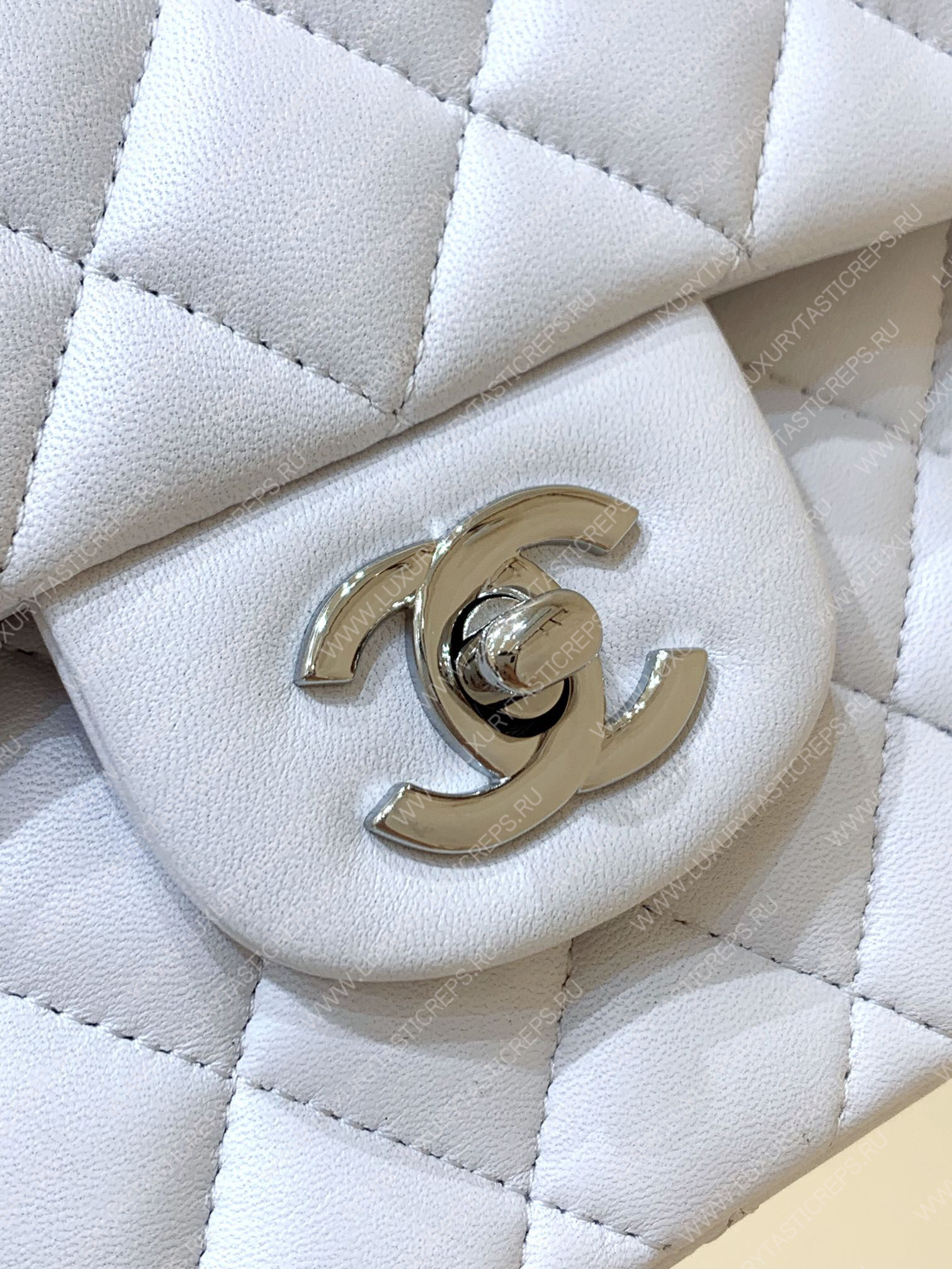 Ch*el small classic handbag bag white a01113