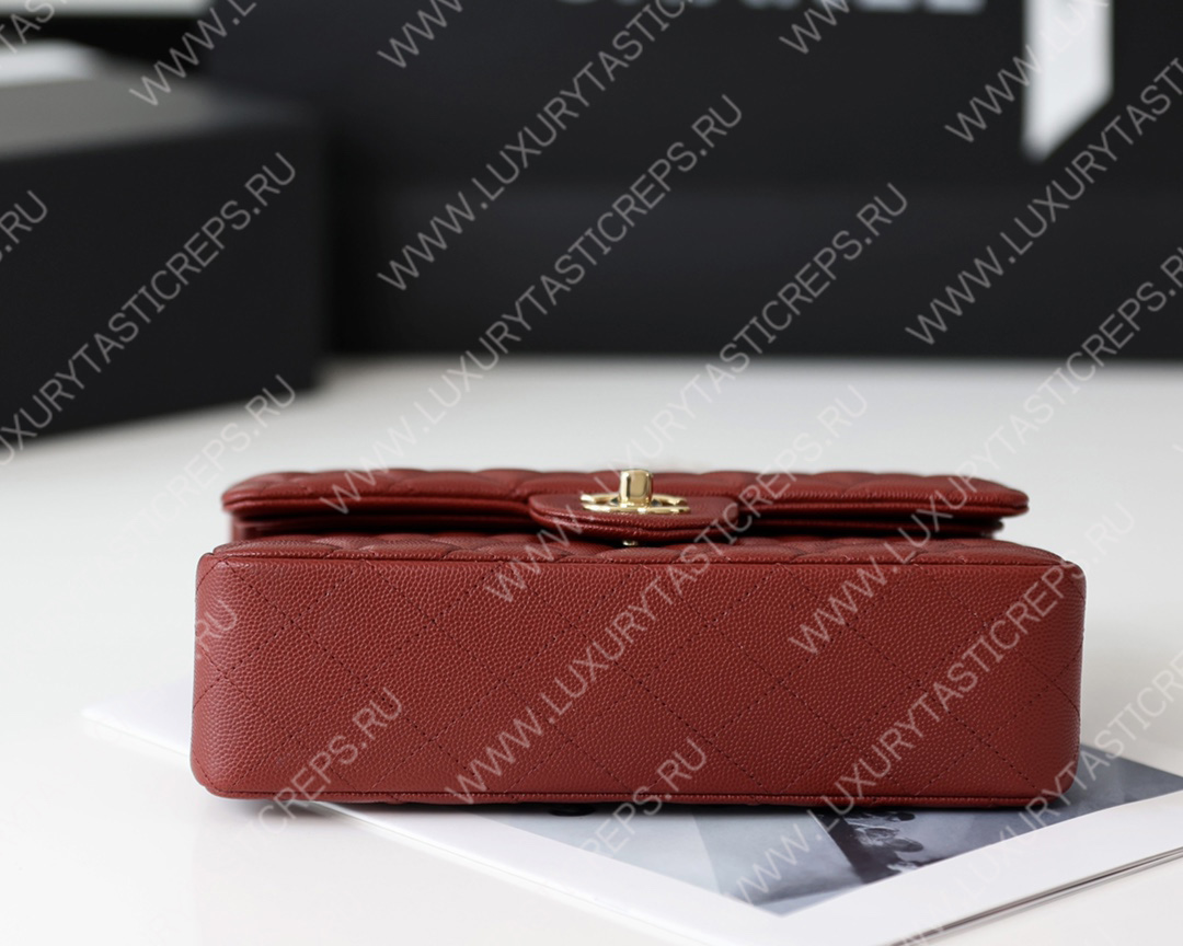 Ch*el small classic handbag bag burgundy a01113