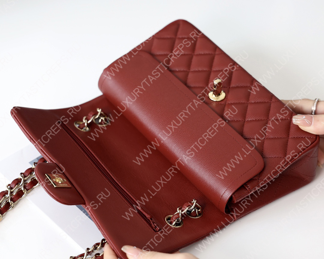 Ch*el small classic handbag bag burgundy a01113