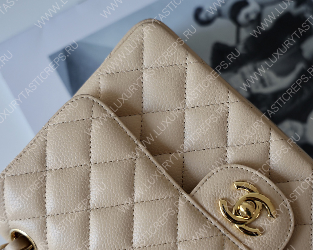 Ch*el small classic handbag bag beige a01113
