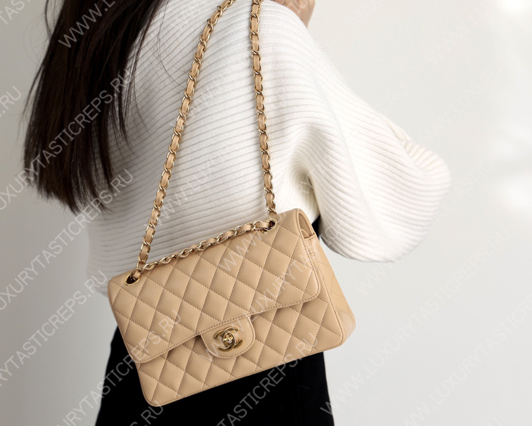 Ch*el small classic handbag bag beige a01113