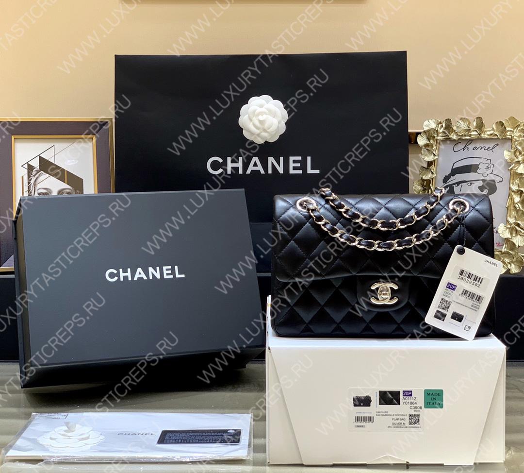 Ch*el small classic handbag bag black a01113