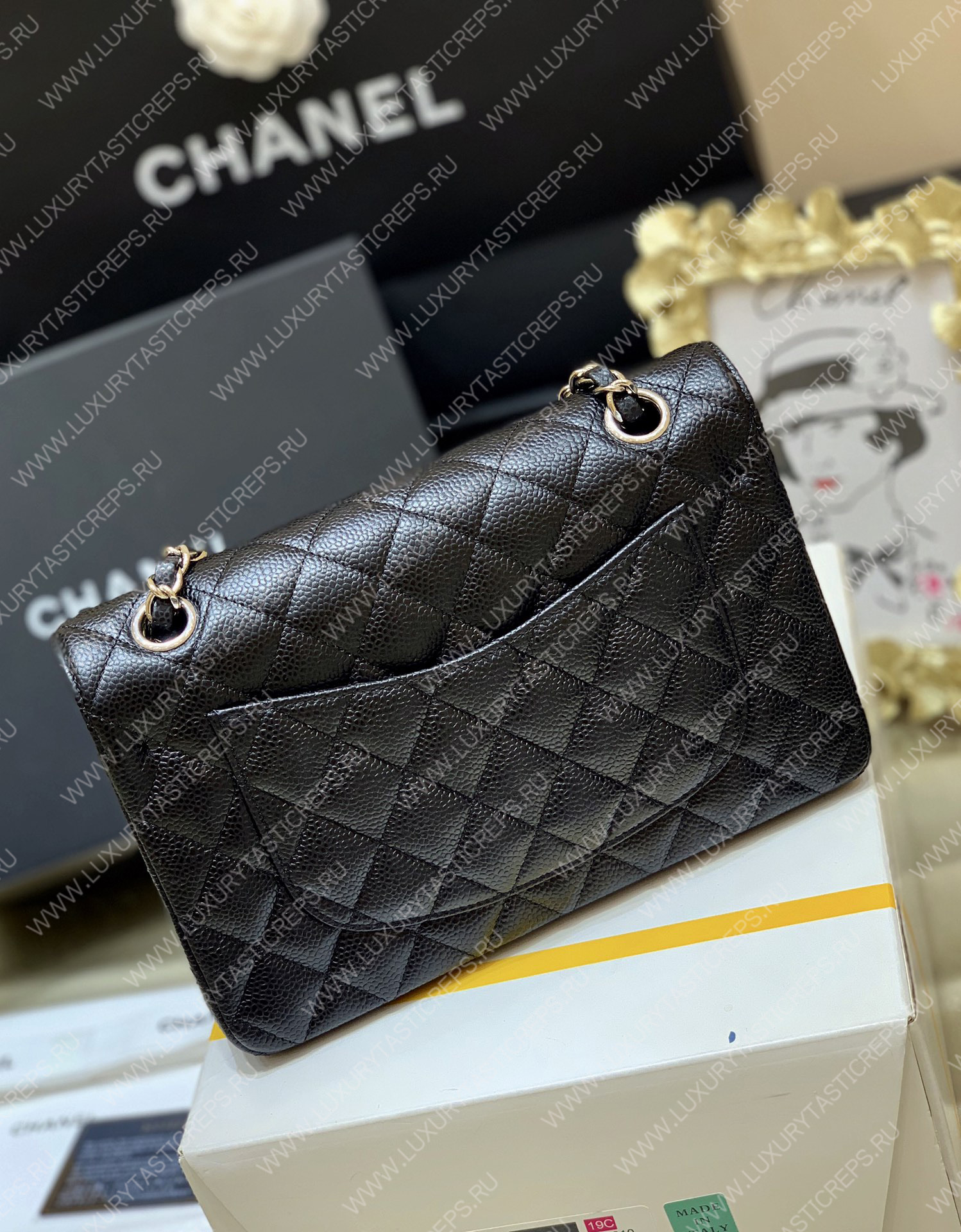 Ch*el small classic handbag bag black a01113