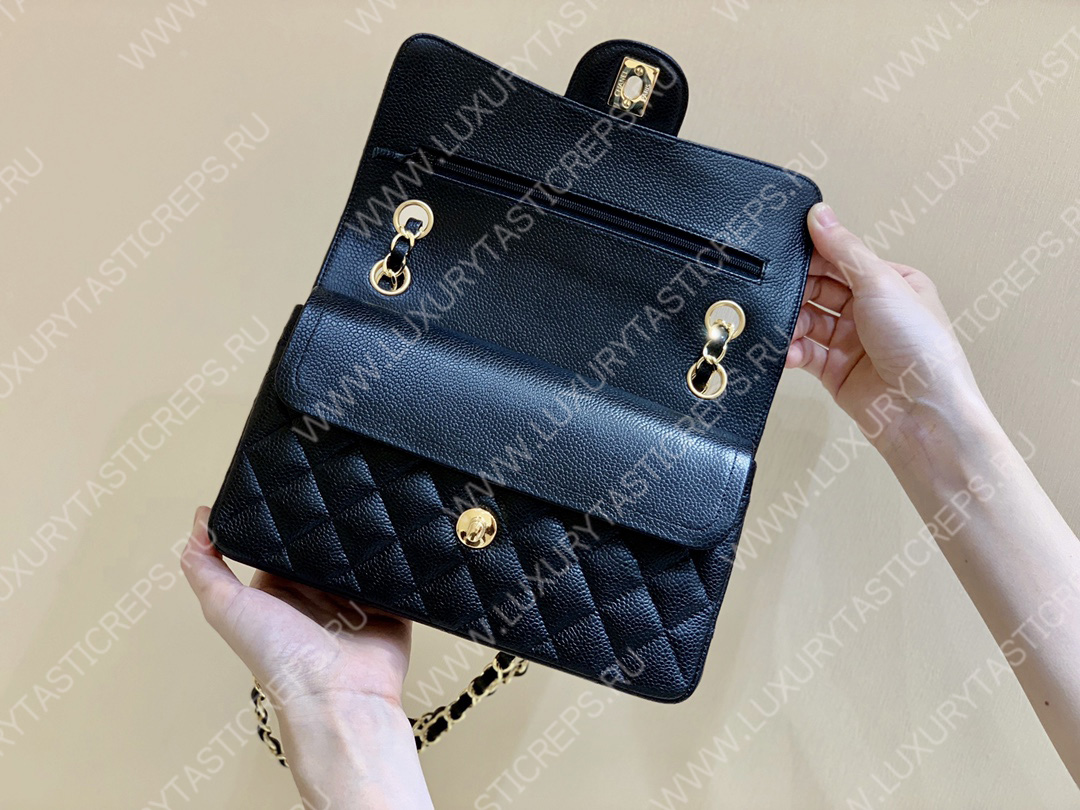 Ch*el small classic handbag bag black a01113
