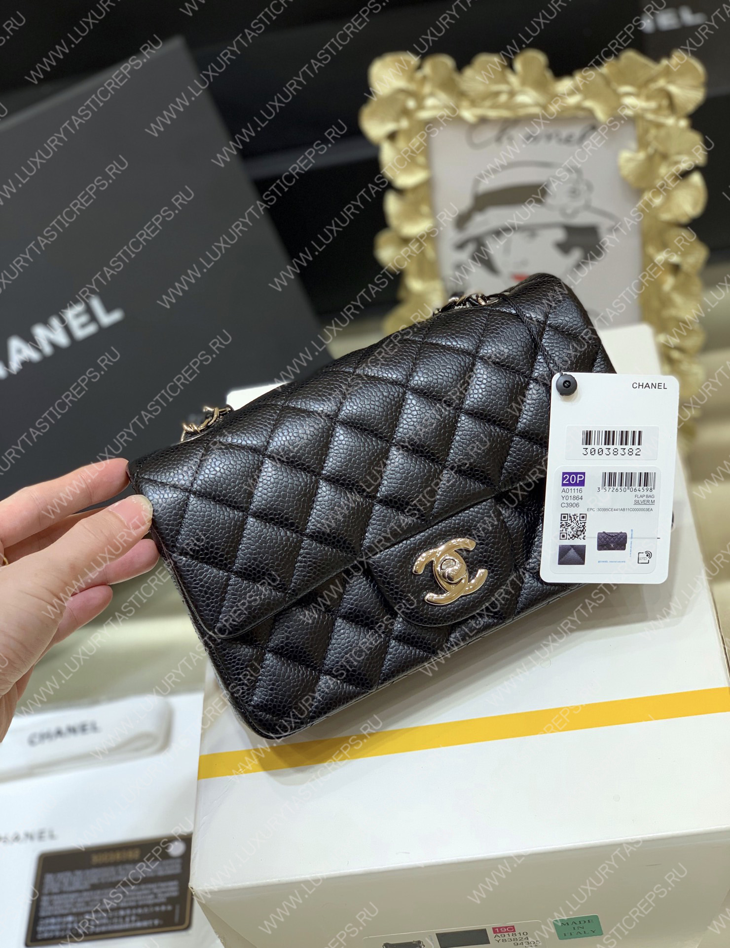 Ch*el classic flap bag black a01116