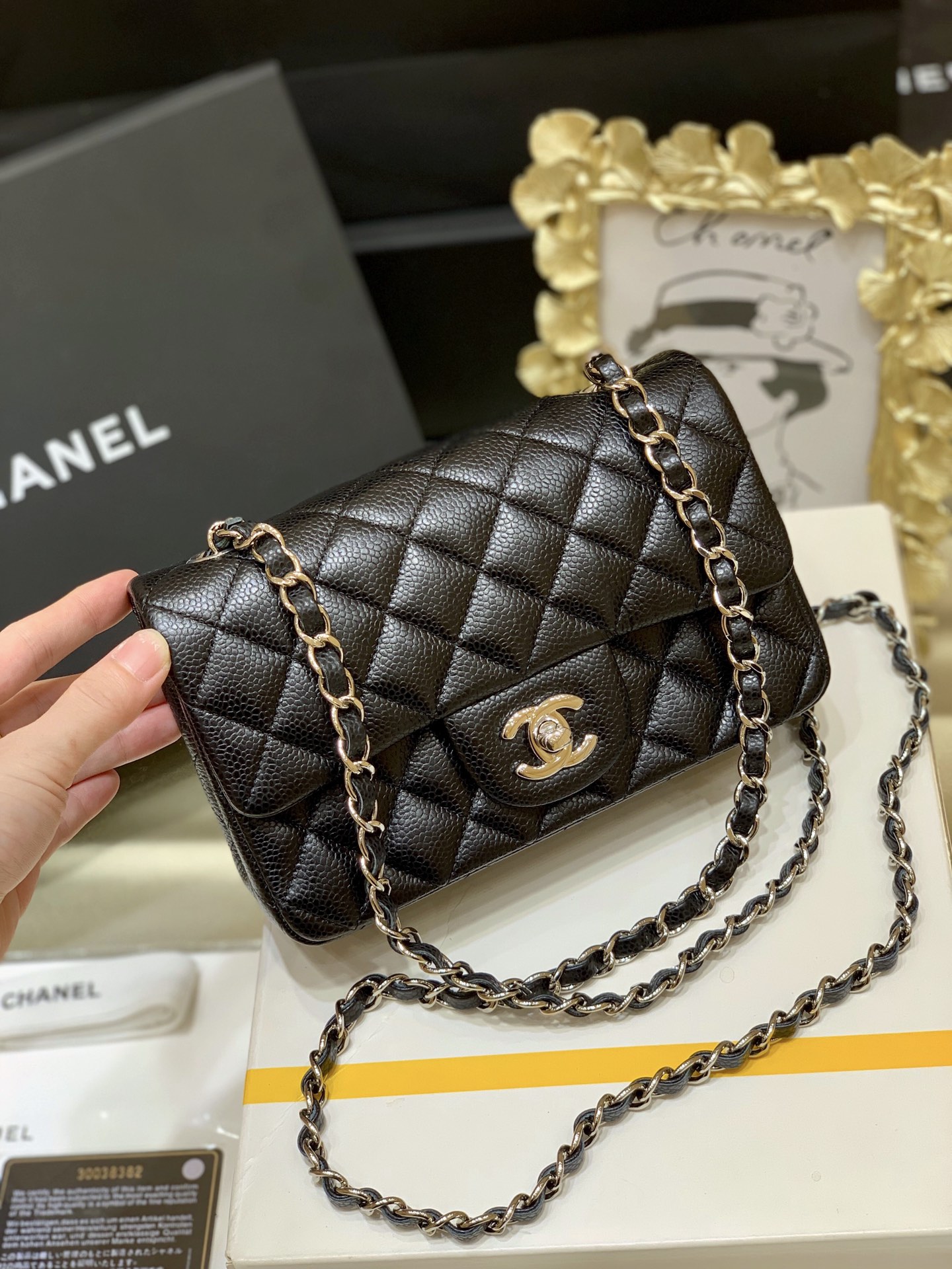 Ch*el classic flap bag black a01116