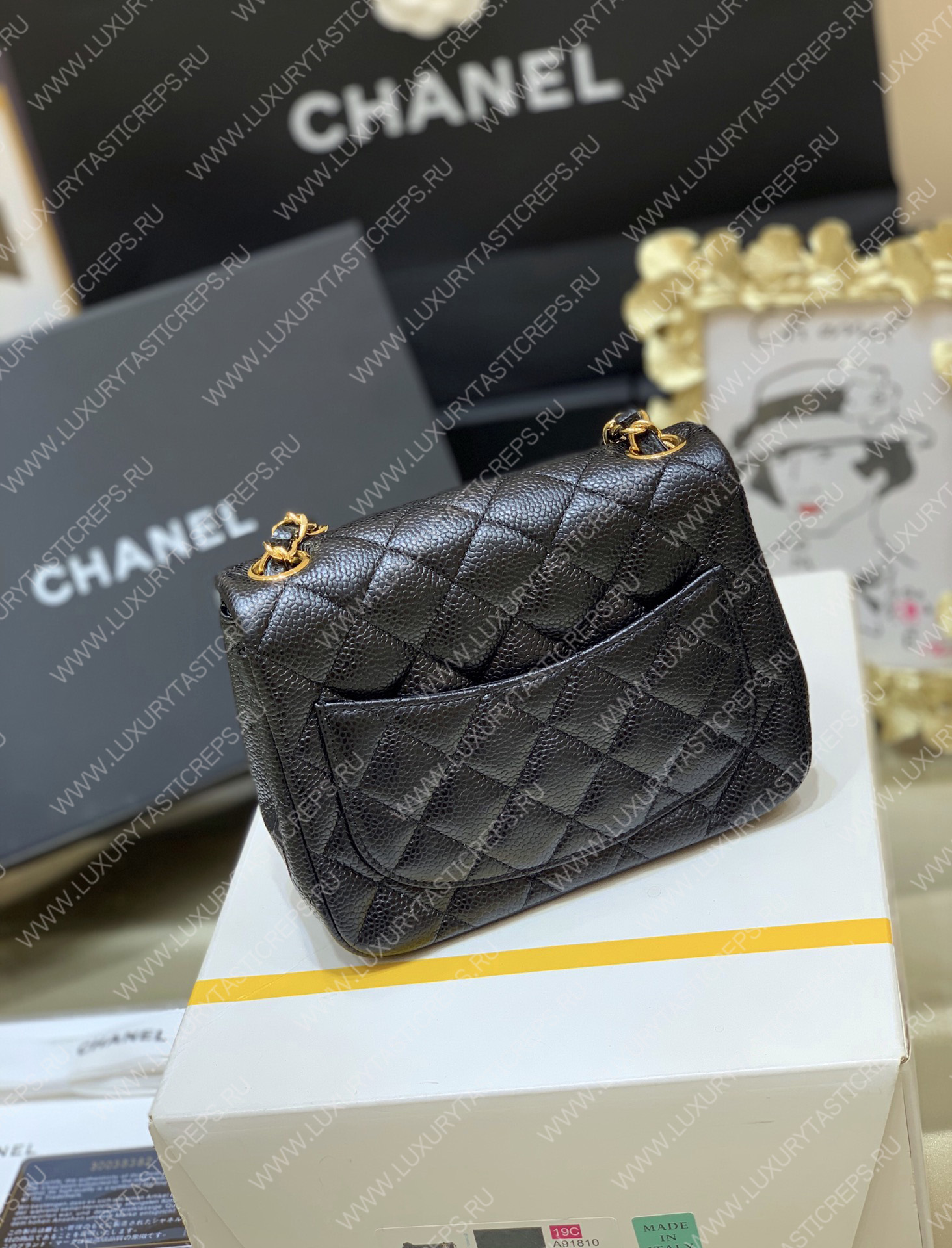 Ch*el classic flap bag black a01116