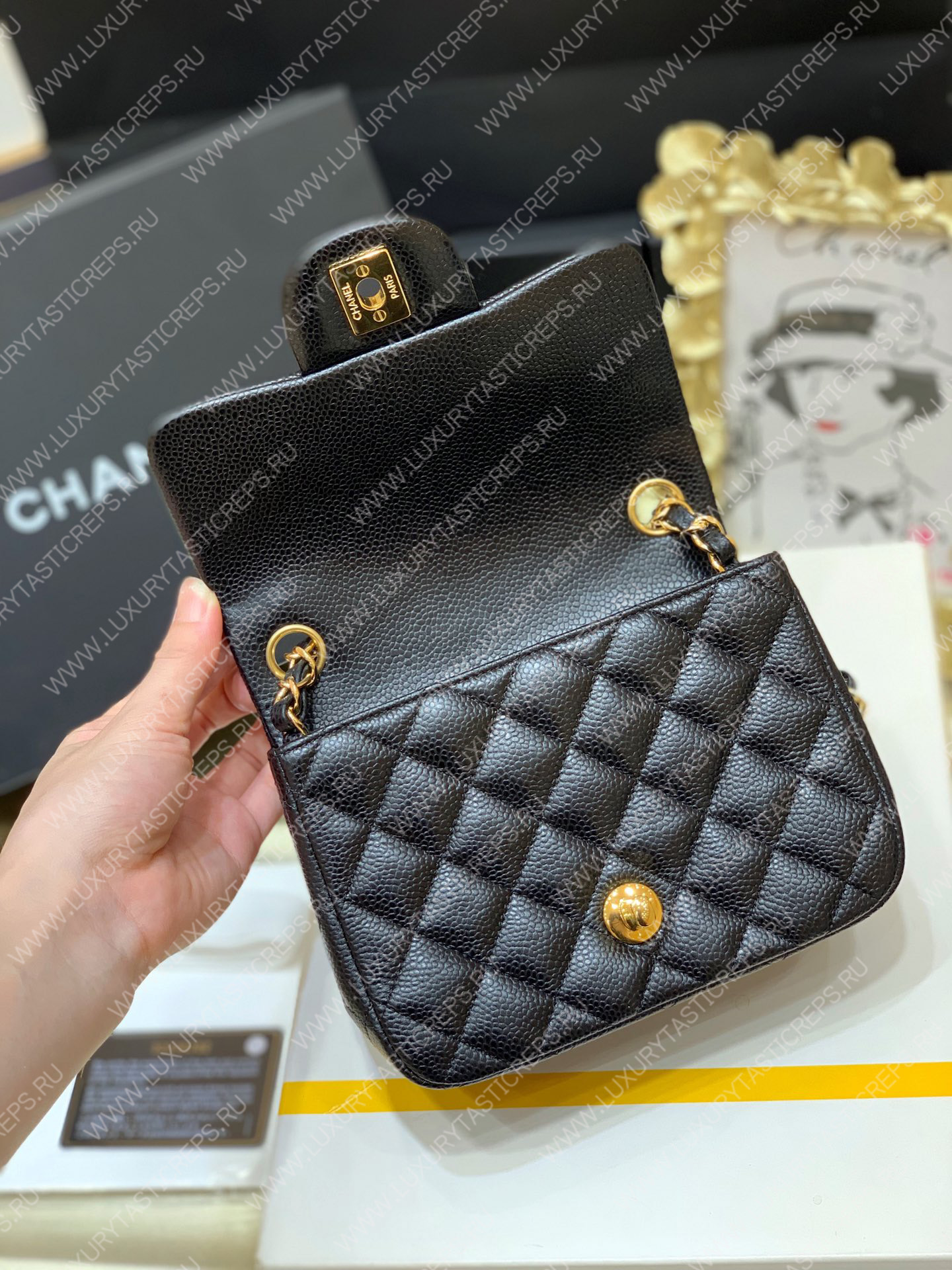 Ch*el classic flap bag black a01116