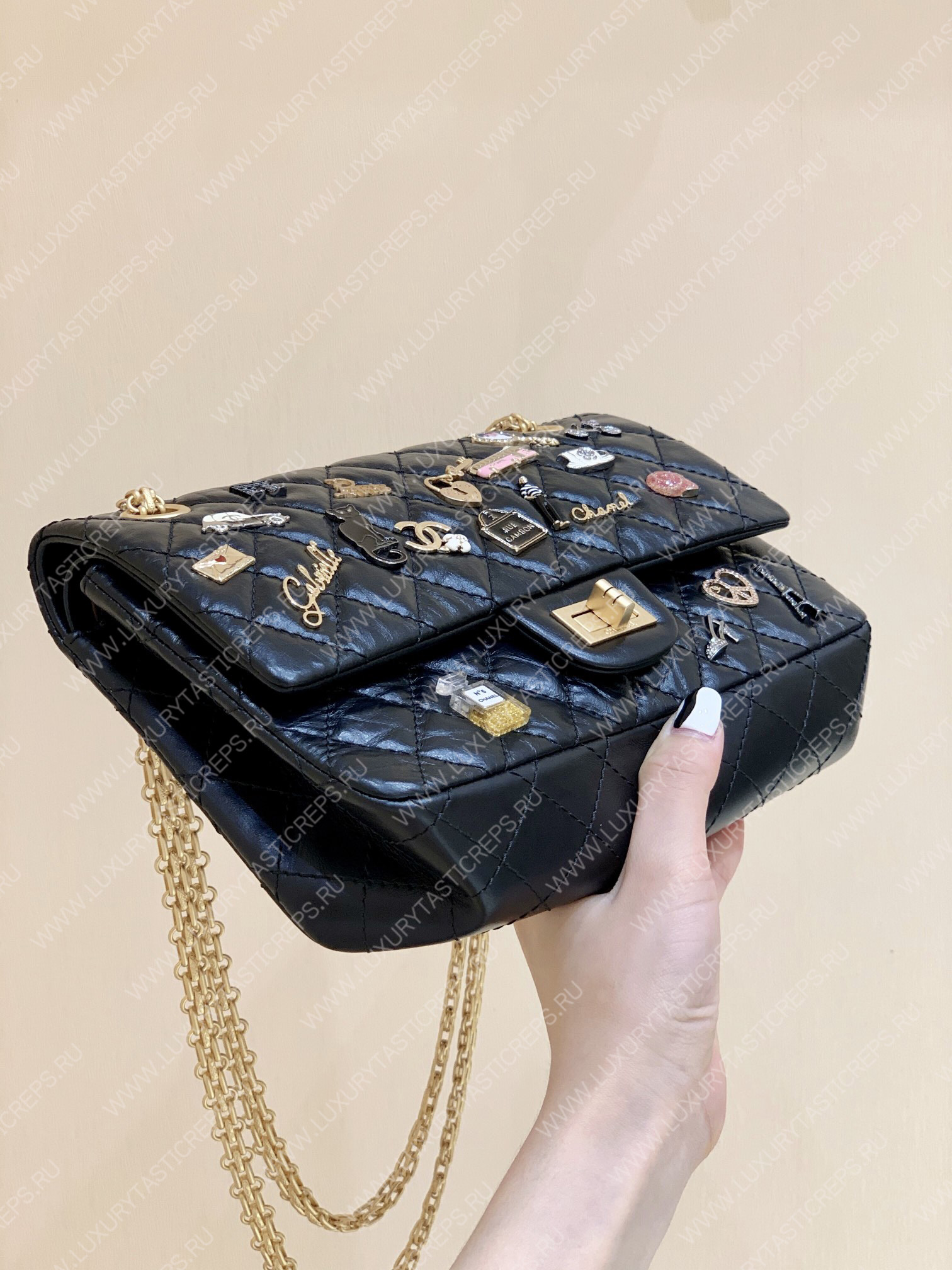 Ch*el lucky charms 2.55 reissue bag black a37586
