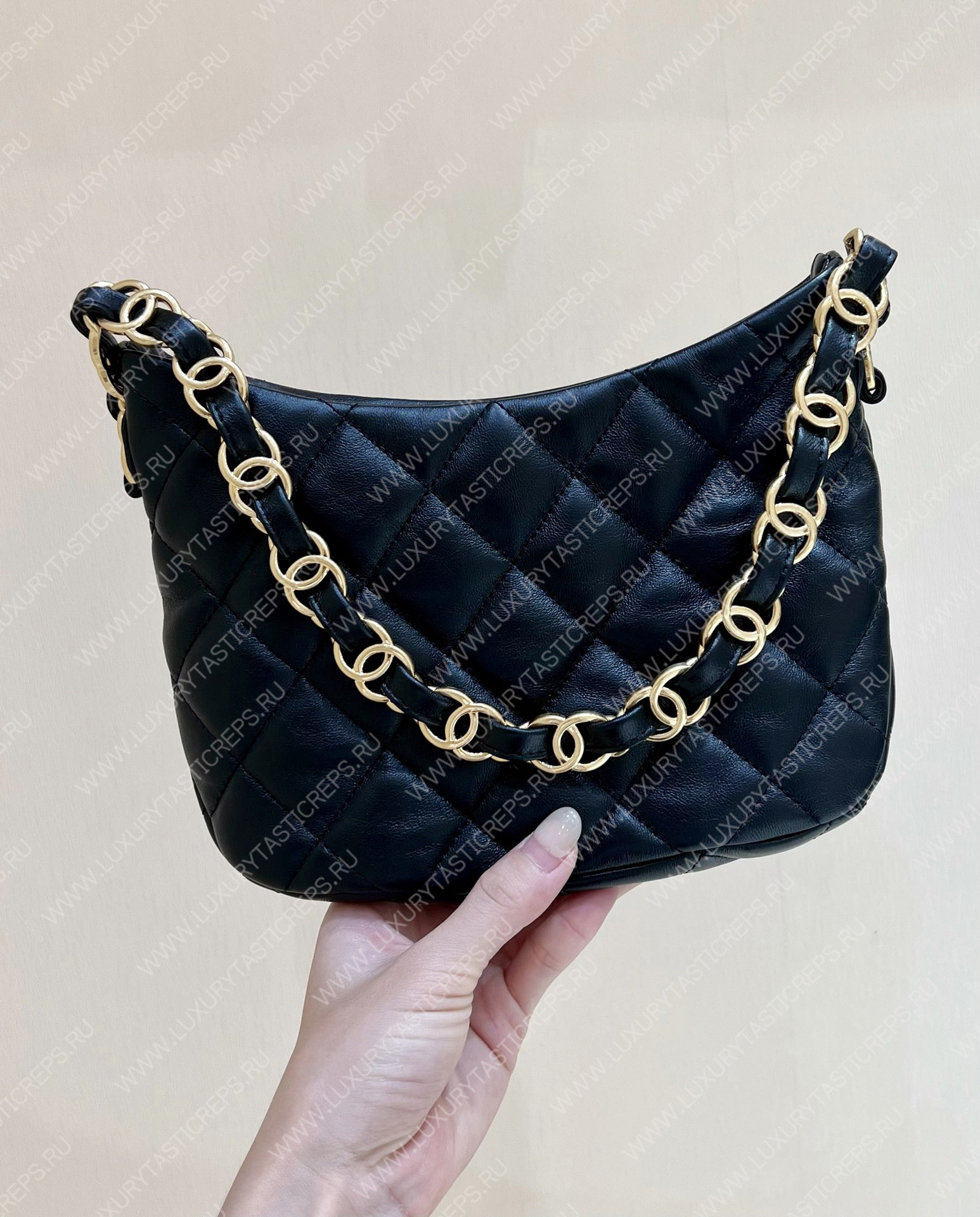 Ch*el hobo handbag black as3562