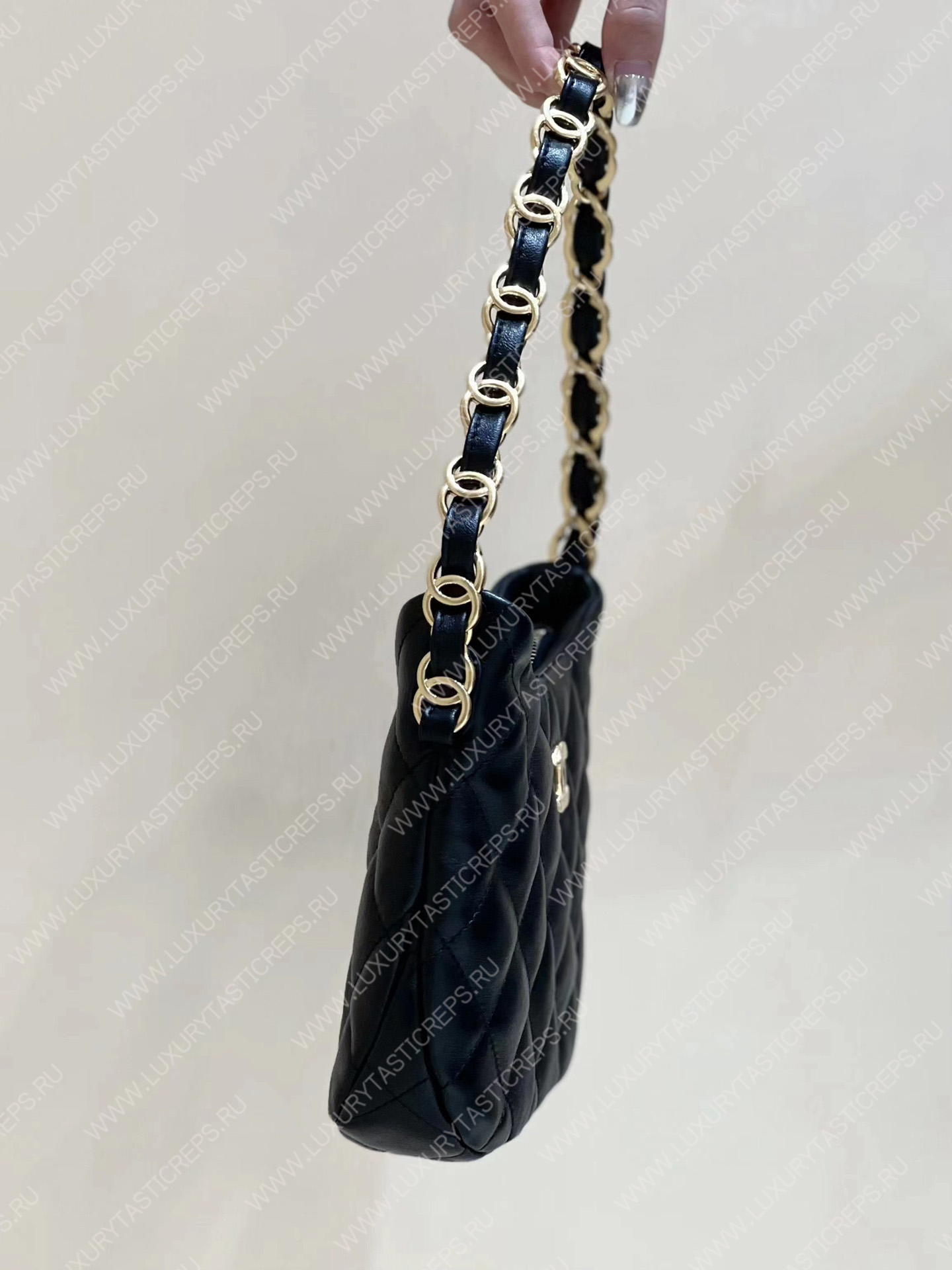 Ch*el hobo handbag black as3562