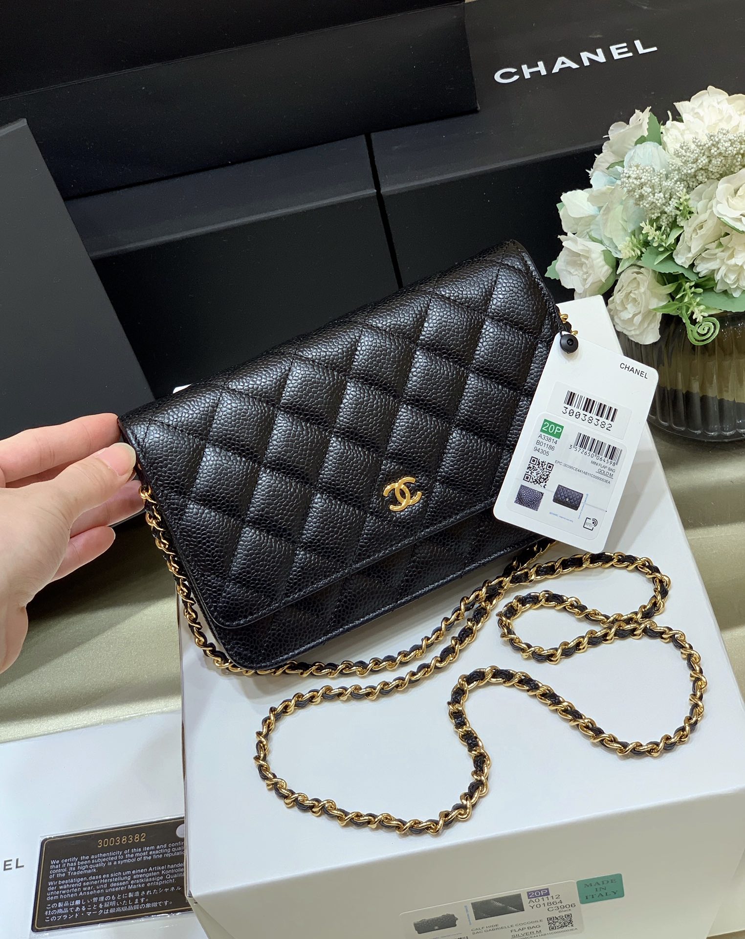 Ch*el mini flap bag black a33814