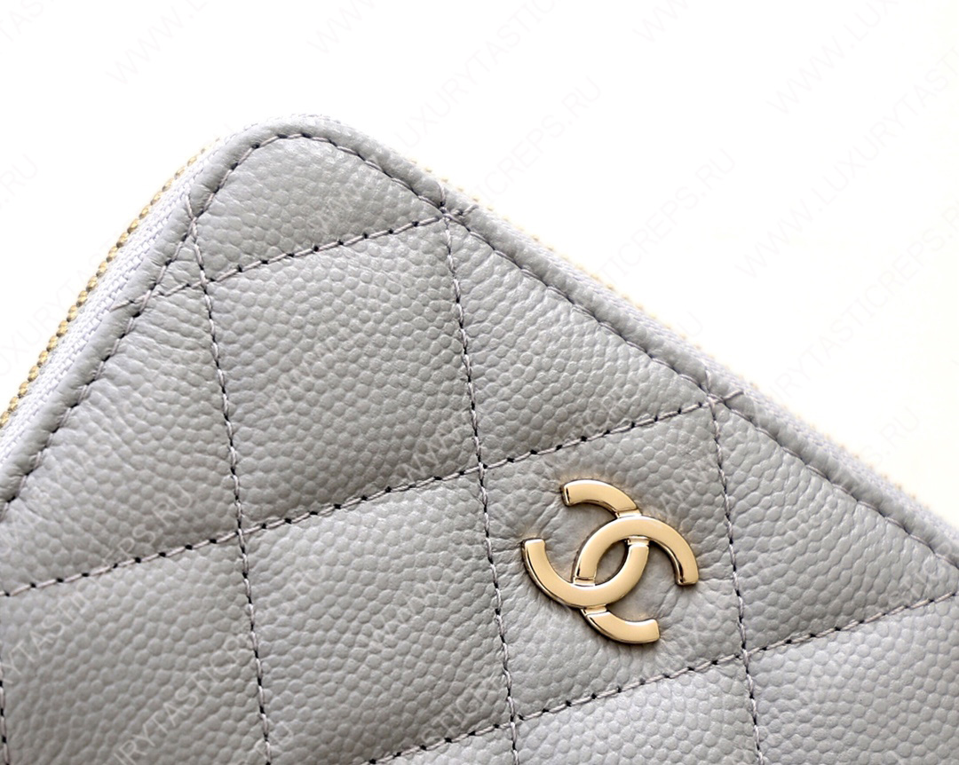 Ch*el classic zipped coin purse grey ap0216