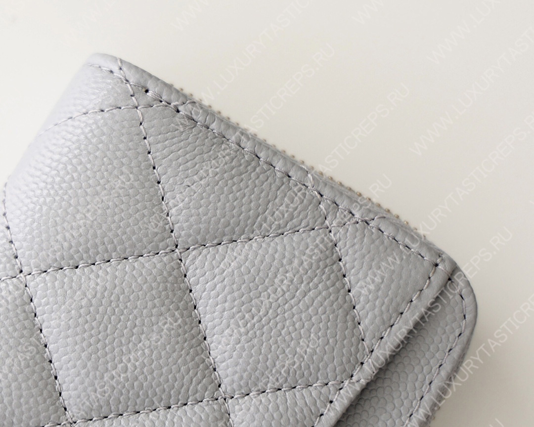 Ch*el classic zipped coin purse grey ap0216