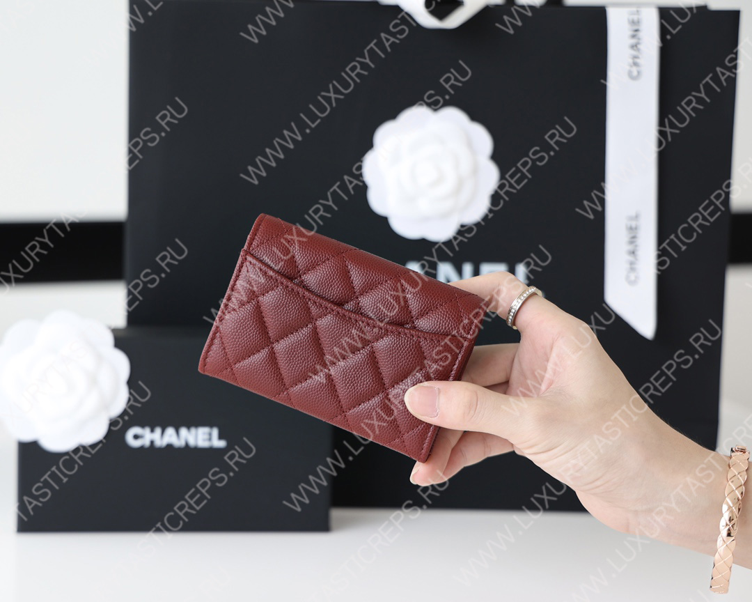 Ch*el classic card holder burgundy ap0214