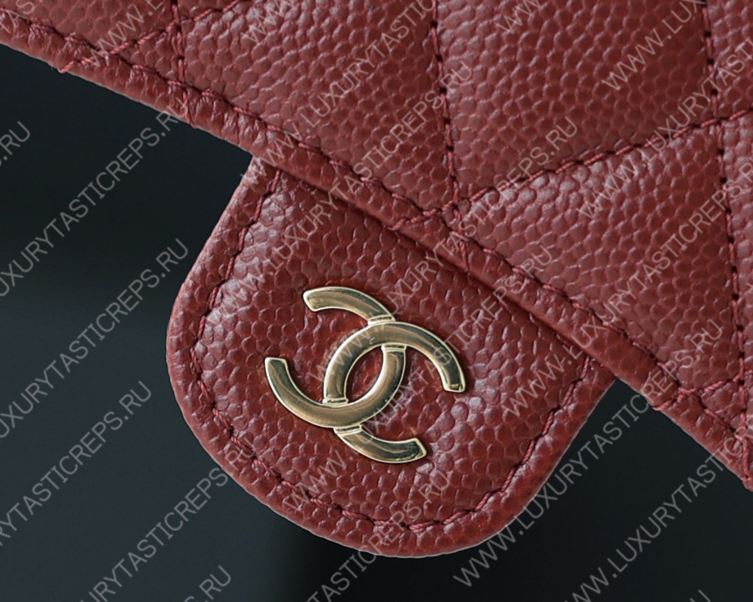 Ch*el classic card holder burgundy ap0214