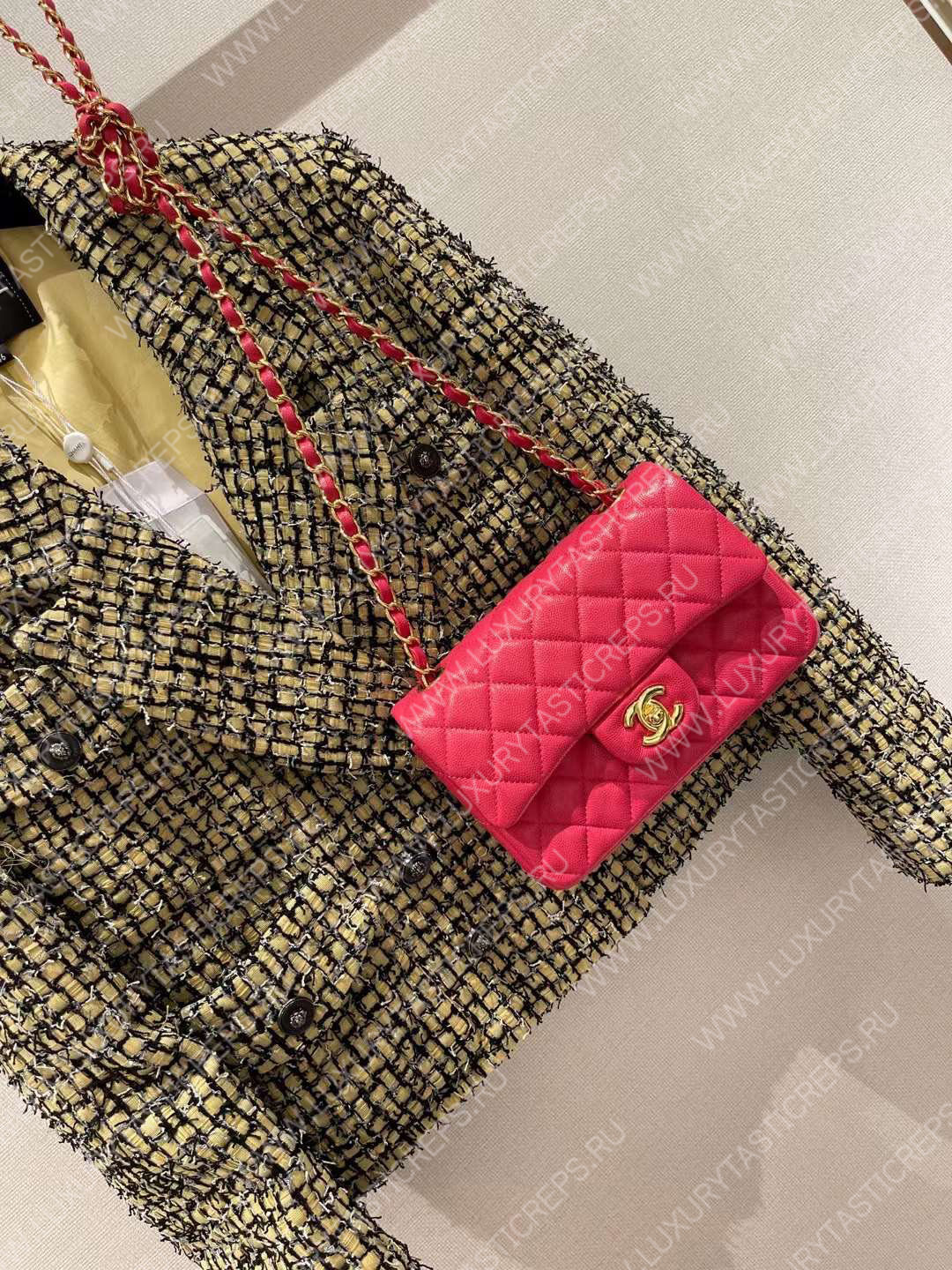 Ch*el mini classic flap bag pink a01116