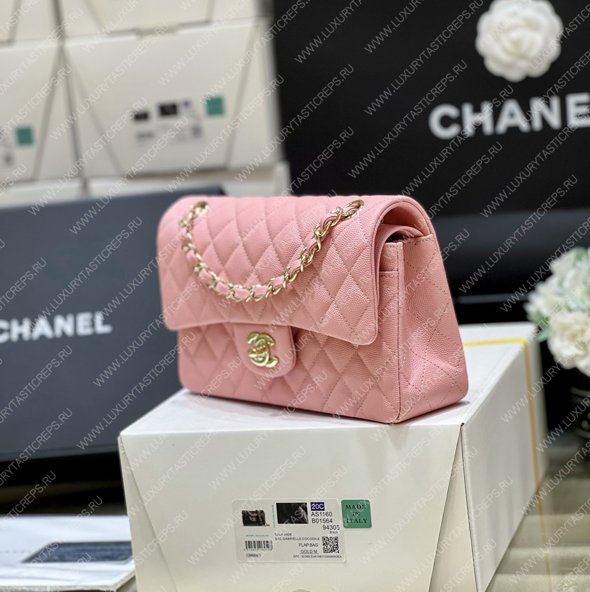 Ch*el small classic handbag bag pink a01113
