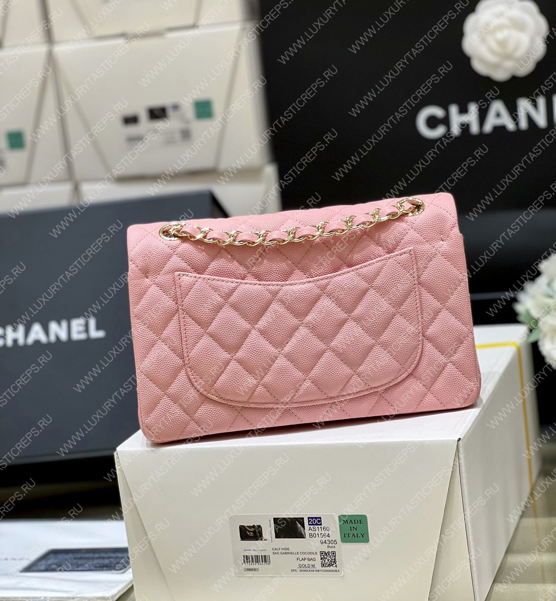 Ch*el small classic handbag bag pink a01113