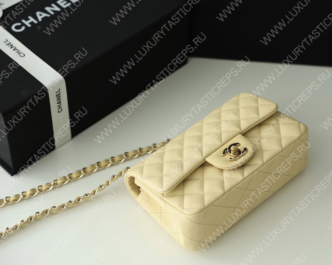 Ch*el mini classic flap bag yellow a01116