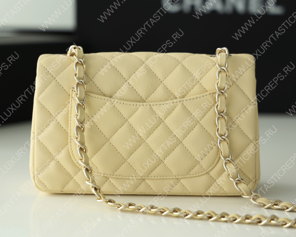 Ch*el mini classic flap bag yellow a01116