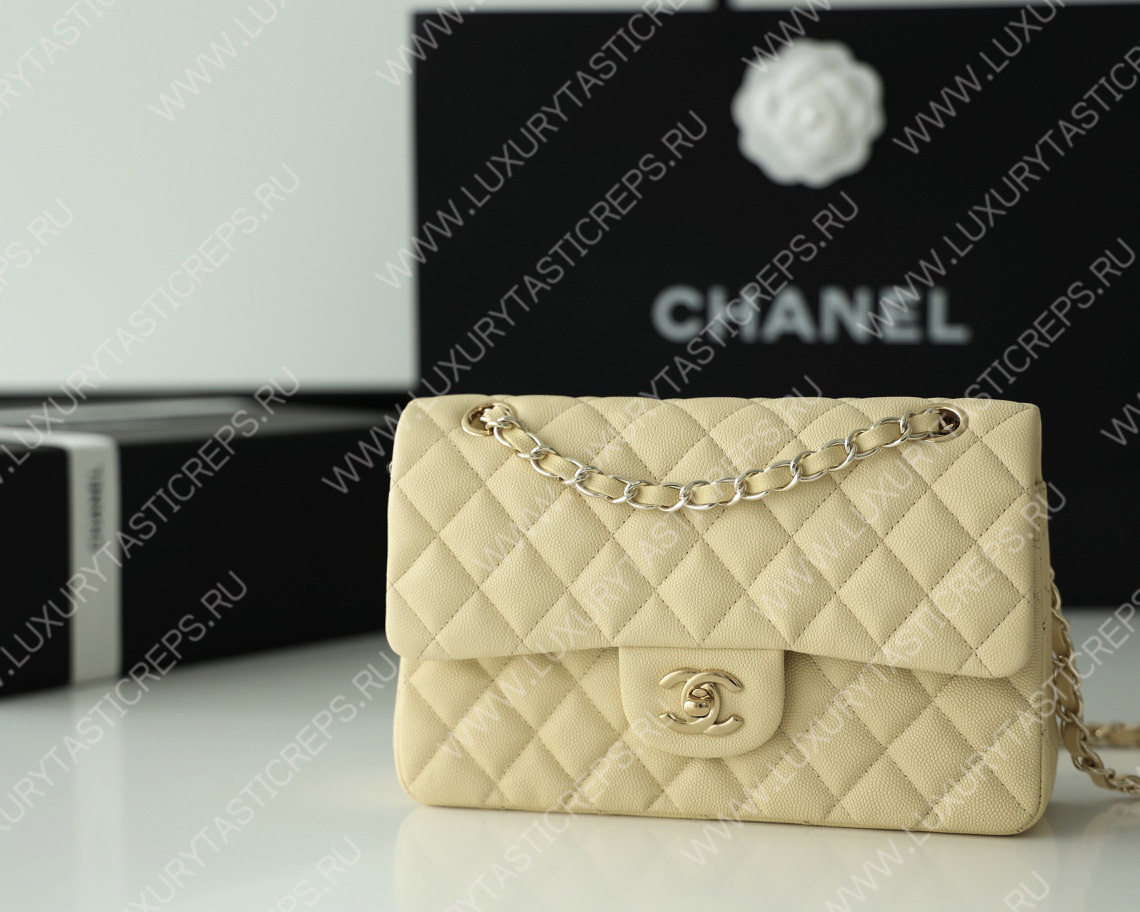 Ch*el small classic handbag bag yellow a01113