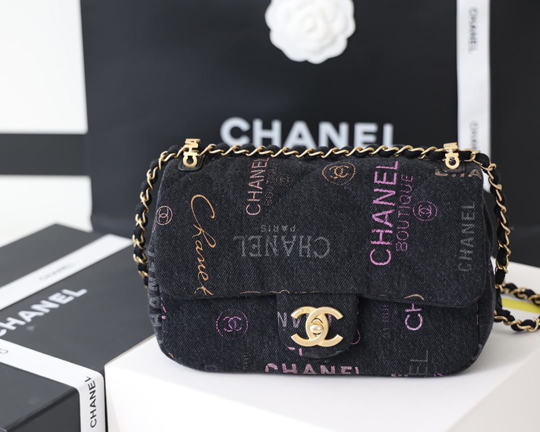 Ch*el small flap bag black as3134