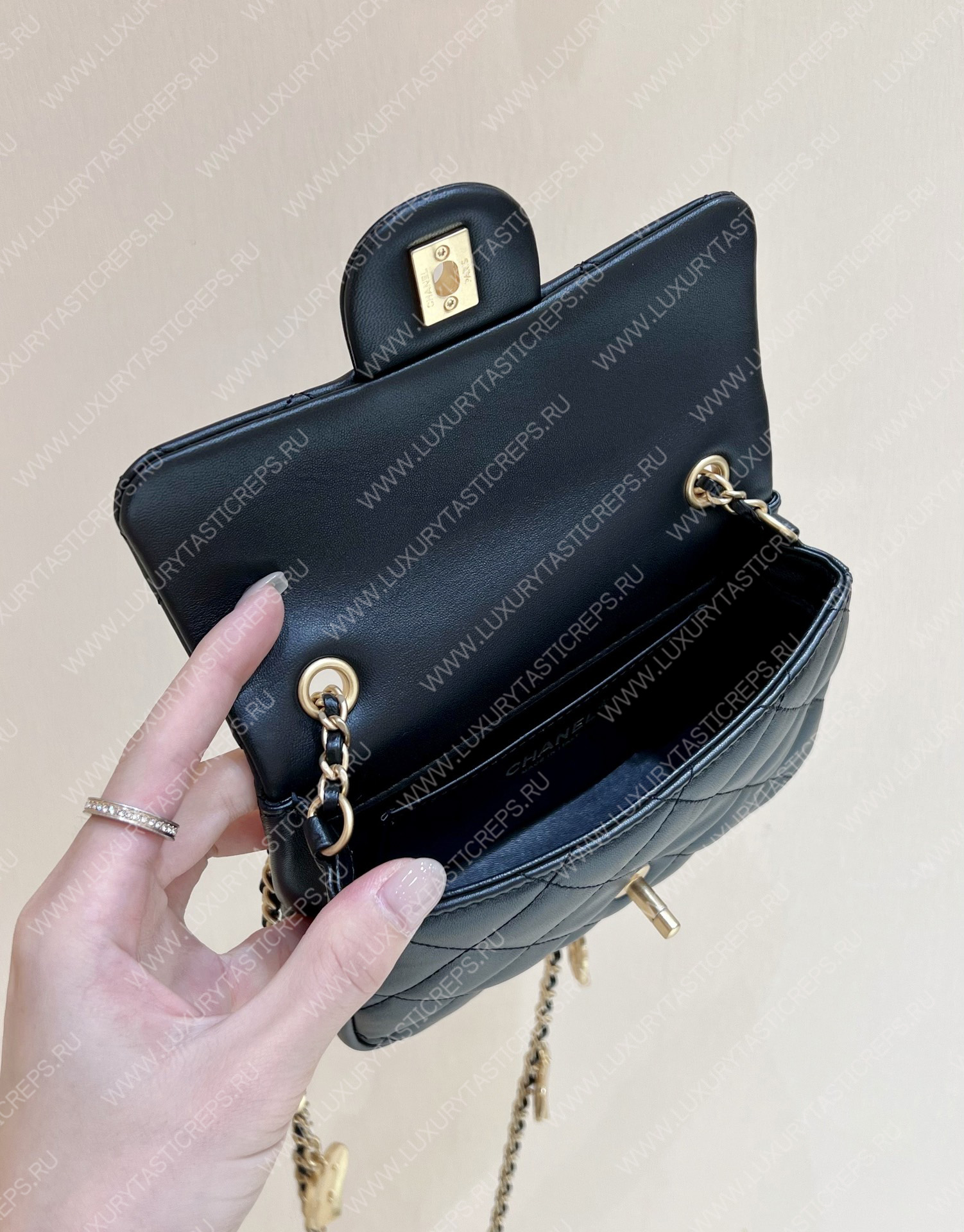 Ch*el mini flap bag black as3456