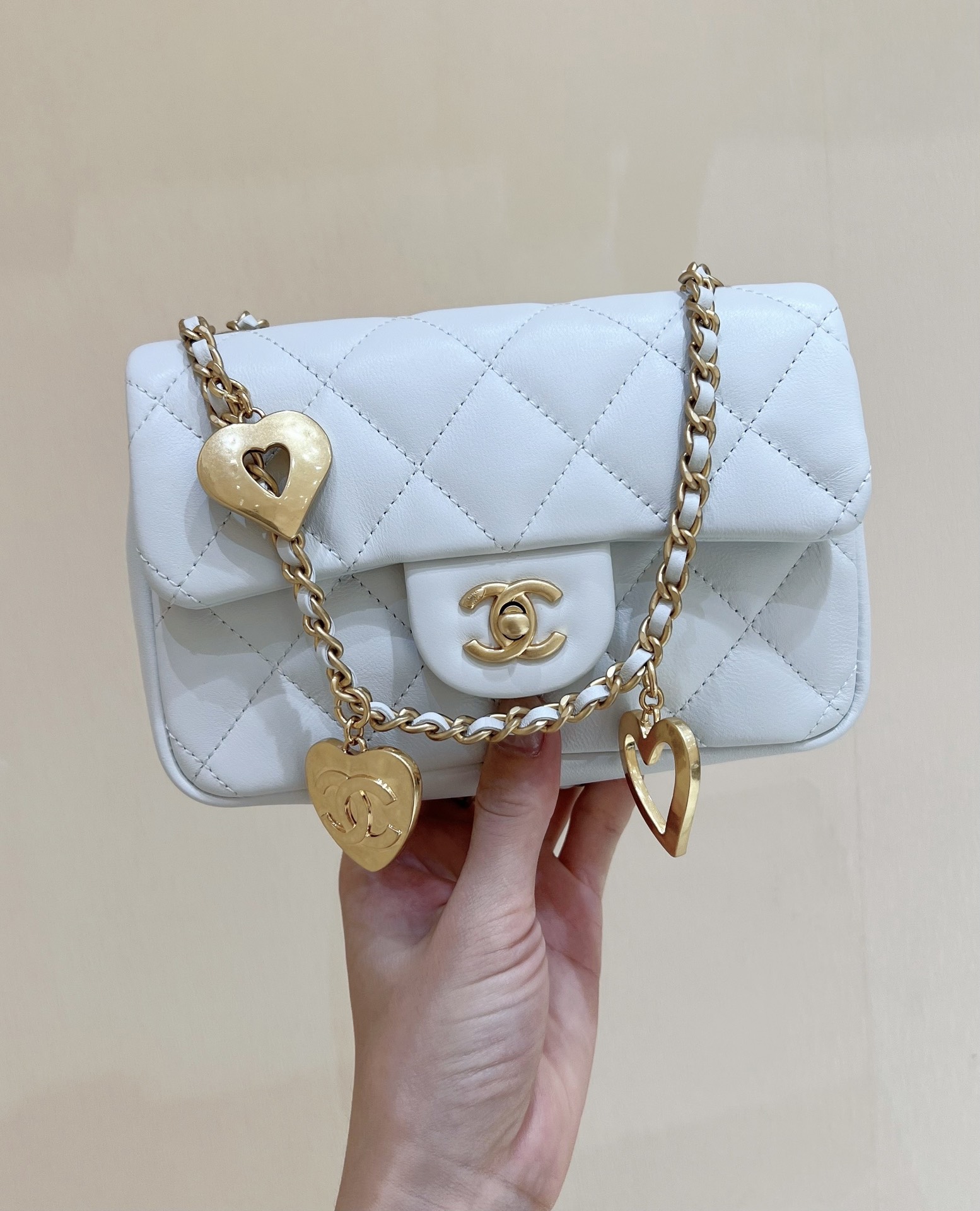 Ch*el mini flap bag white as3456